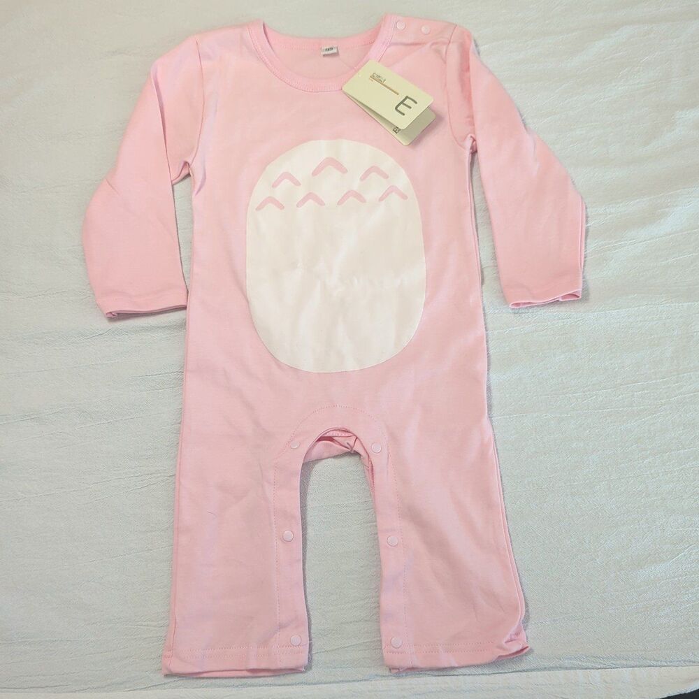 Pink Totoro Onesie with Cap – Size 1-2T (US), Chinese Size 95 (T2-3)